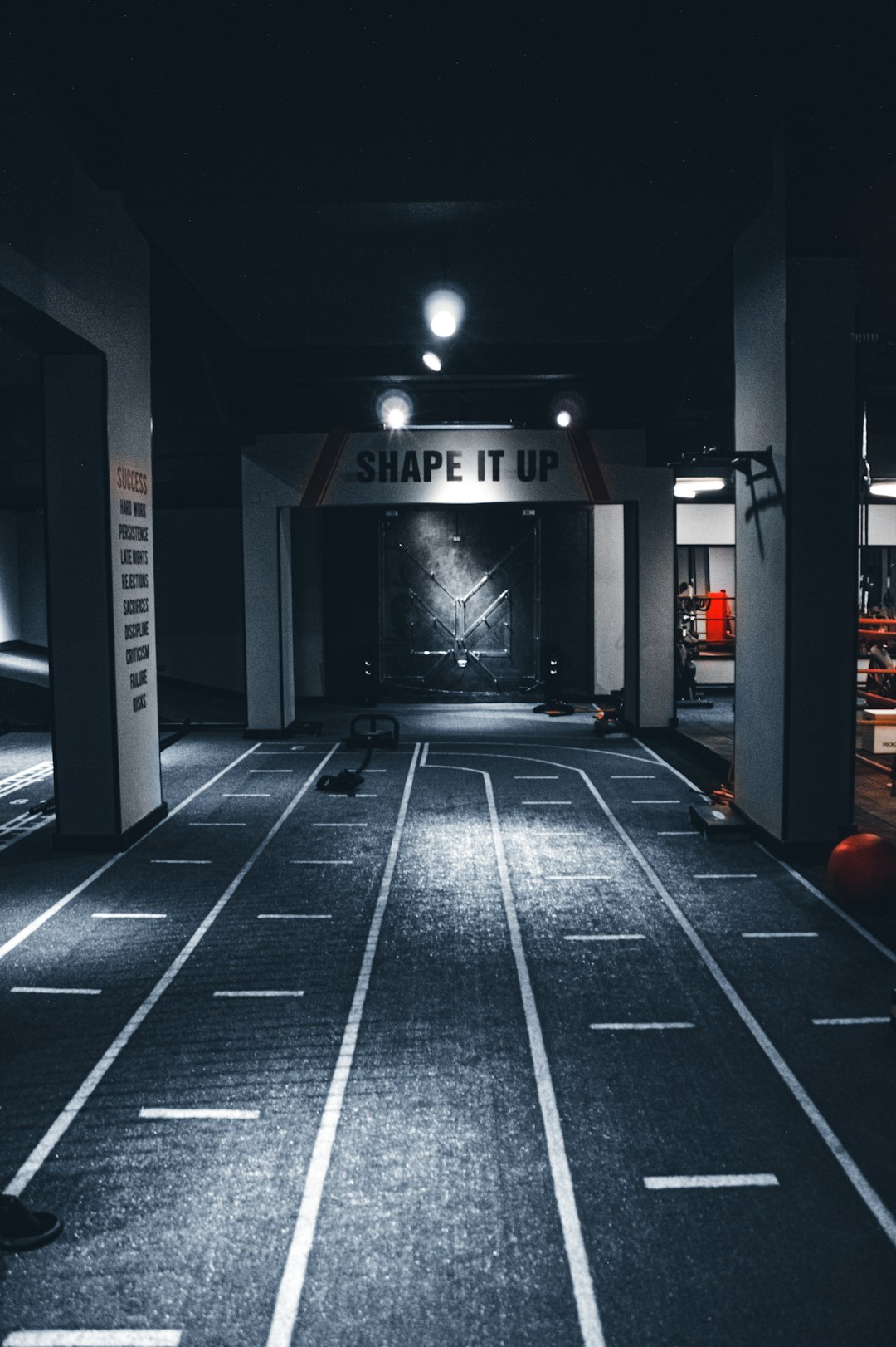Dark corridor leading into the training space